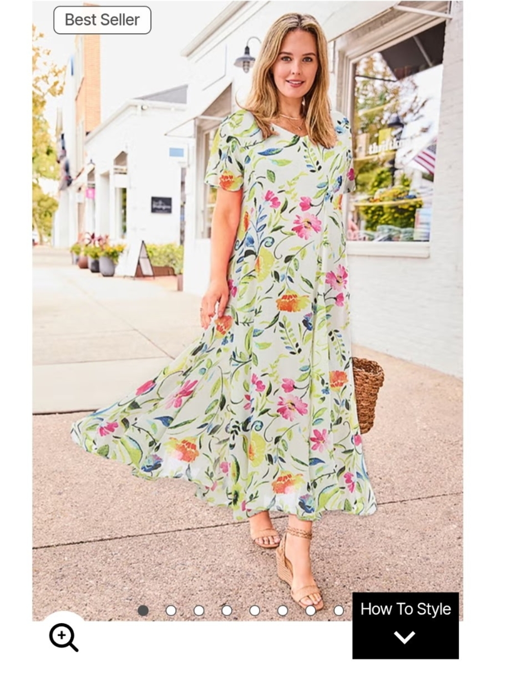 White Floral Print Maxi Dress With Green, Pink & Orange Blooms Size 1X
